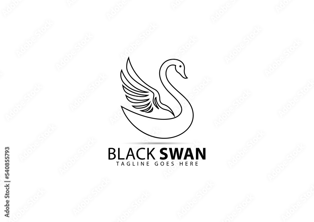 Fototapeta premium Black Swan Logo Concept. Creative Minimal Design Template. Symbol For Corporate Business Identity. Creative Vector Element