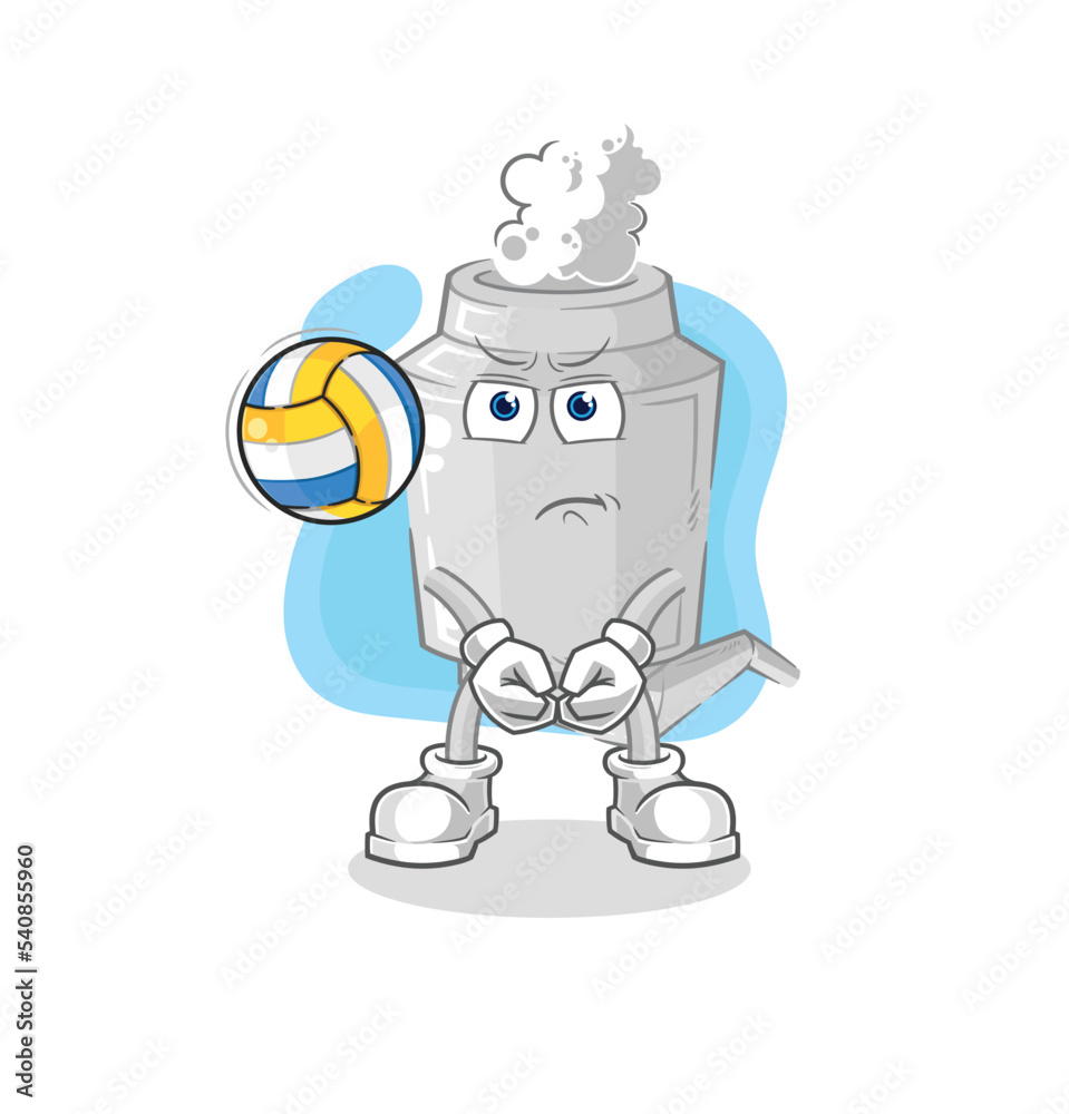 Fototapeta premium exhaust play volleyball mascot. cartoon vector