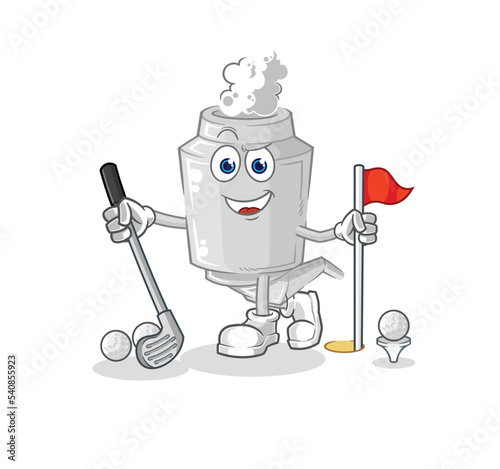 exhaust playing golf vector. cartoon character