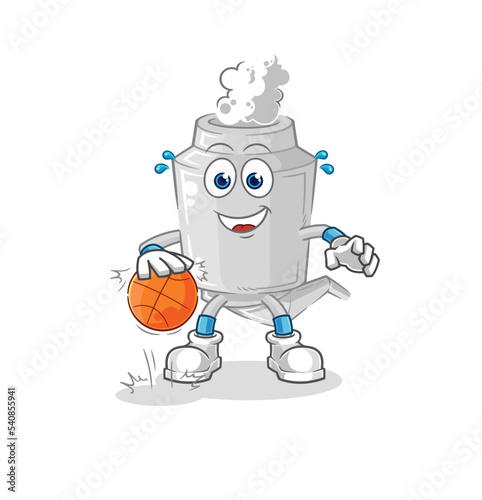 exhaust dribble basketball character. cartoon mascot vector