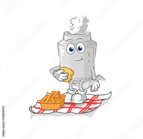 exhaust on a picnic cartoon. cartoon mascot vector
