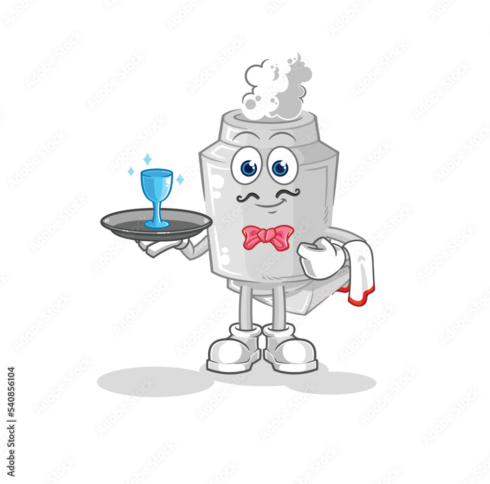 exhaust waiter cartoon. cartoon mascot vector