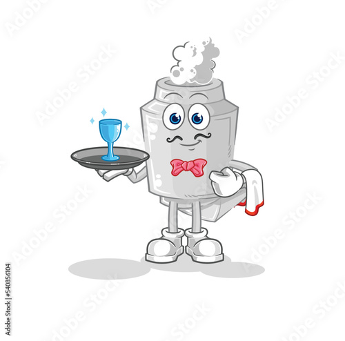 exhaust waiter cartoon. cartoon mascot vector