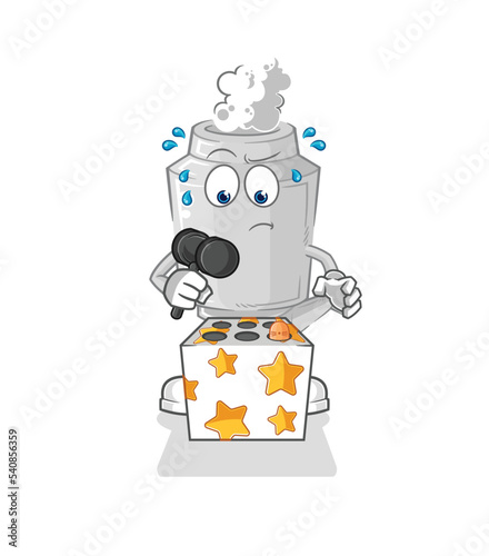 exhaust play whack a mole mascot. cartoon vector