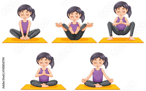 Set of yoga postures