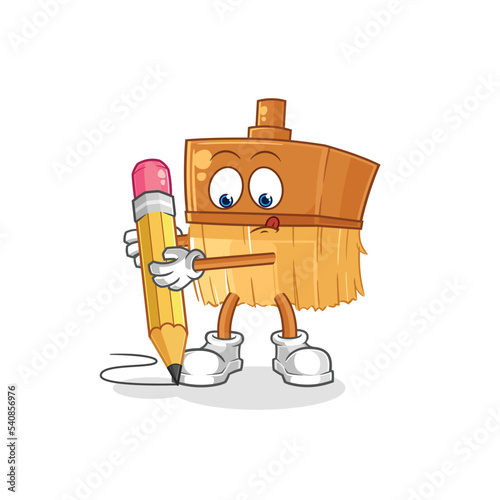 paintbrush write with pencil. cartoon mascot vector