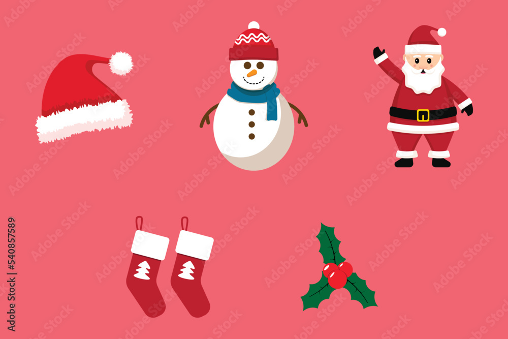 set of christmas icons and illustrations