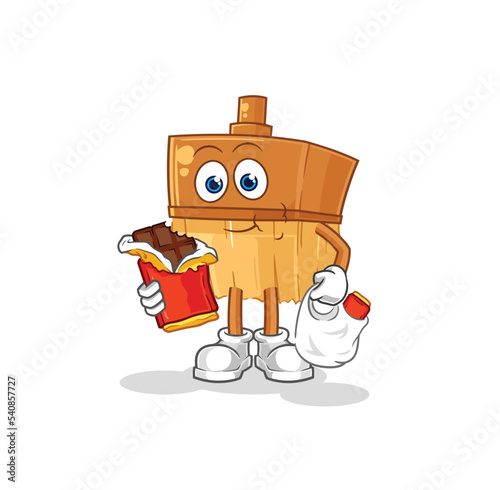 paintbrush eat chocolate mascot. cartoon vector