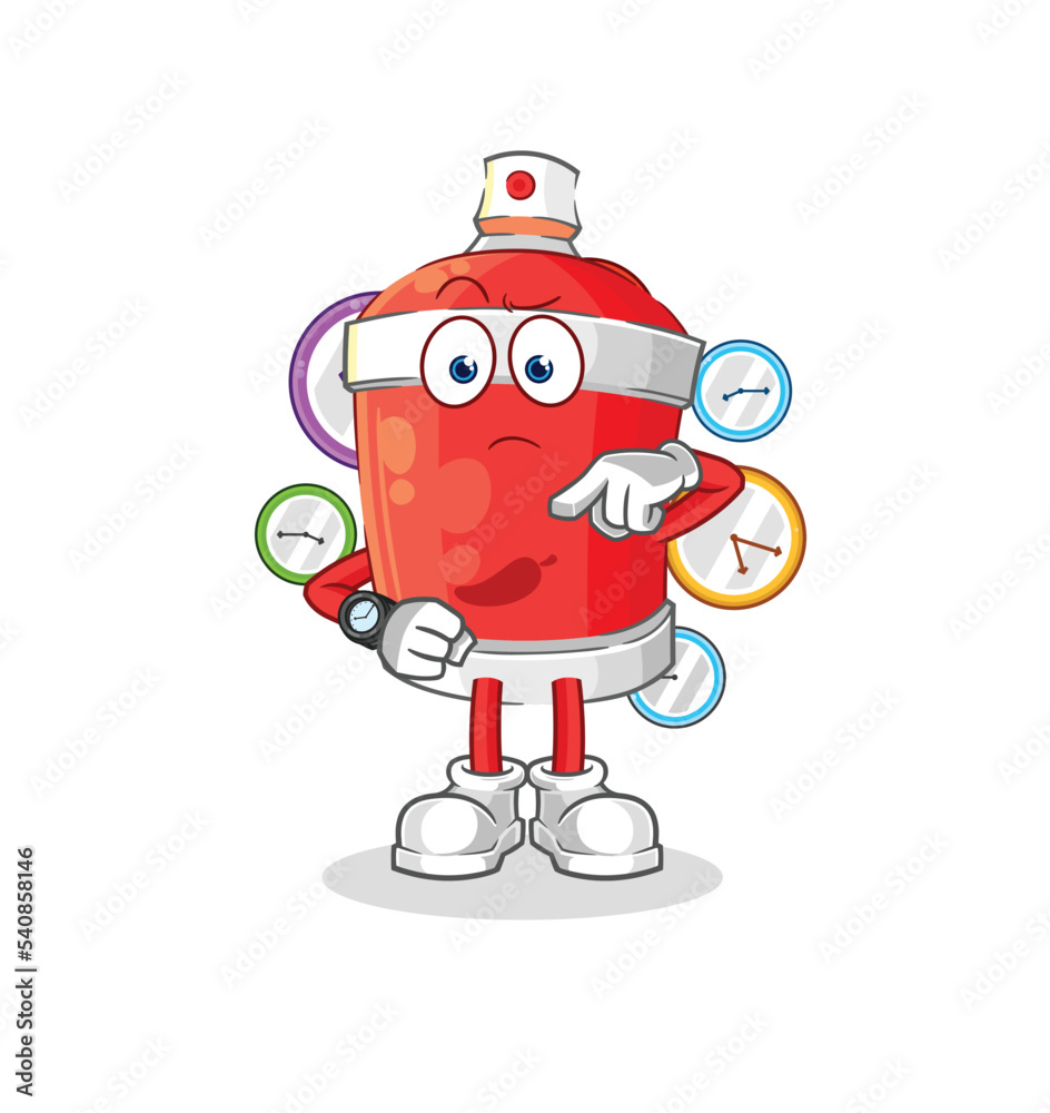 chili spray with wristwatch cartoon. cartoon mascot vector chili spray with wristwatch cartoon. cartoon mascot vector