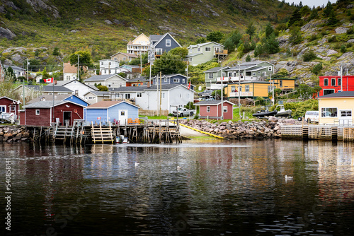 Valokuva Boat dock scene at a small Atlantic Canada fishing village in Petty Harbour Newfoundland