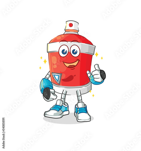 chili spray robot character. cartoon mascot vector photo