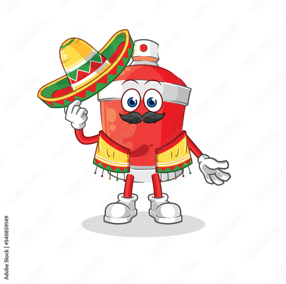 Obraz premium chili spray Mexican culture and flag. cartoon mascot vector