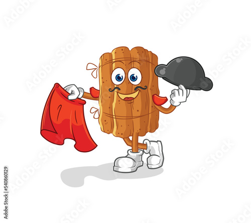 cinnamon matador with red cloth illustration. character vector