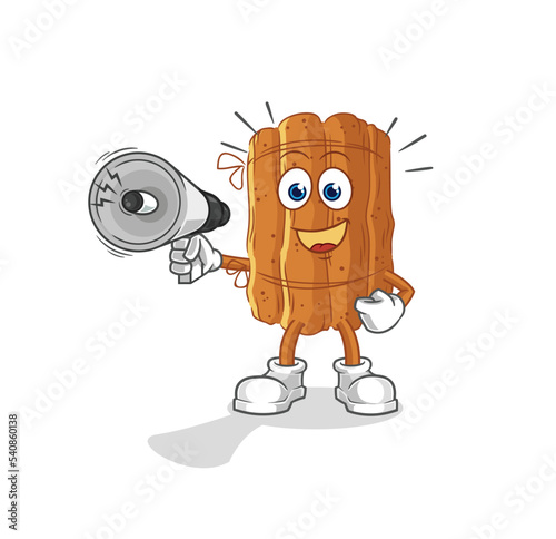 cinnamon holding hand loudspeakers vector. cartoon character