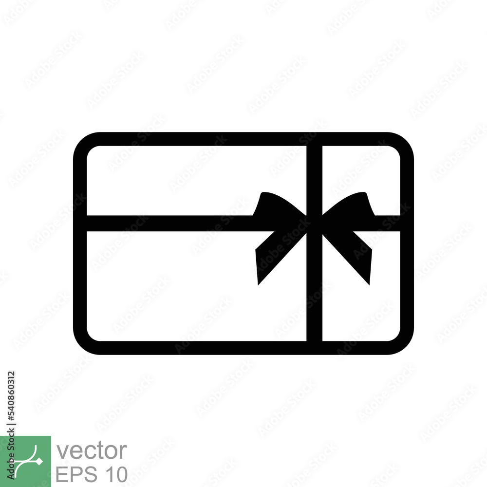 Gift card icon. Simple outline style. Voucher, prepaid, discount, coupon,  purchase, merchandise, sale, business concept. Thin line vector  illustration isolated on white background. EPS 10. Stock-Vektorgrafik |  Adobe Stock