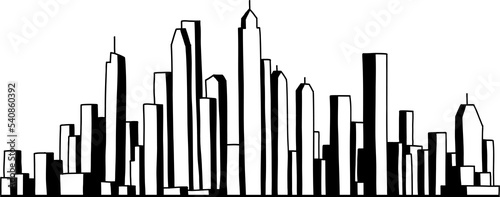modern cityscape skyline outline doodle drawing