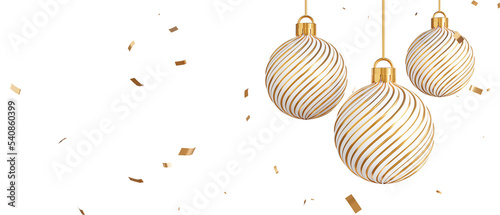 golden christmas ball and confetti with decoration ,3d rendering.