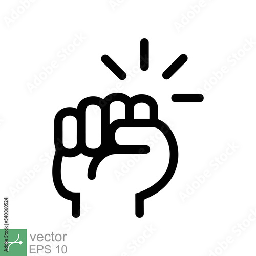 Hand knocking on door icon. Simple outline style. Knock, touch, knuckle, force, fight, fist, bump, punch, strong, knocker concept. Line vector illustration isolated on white background. EPS 10.