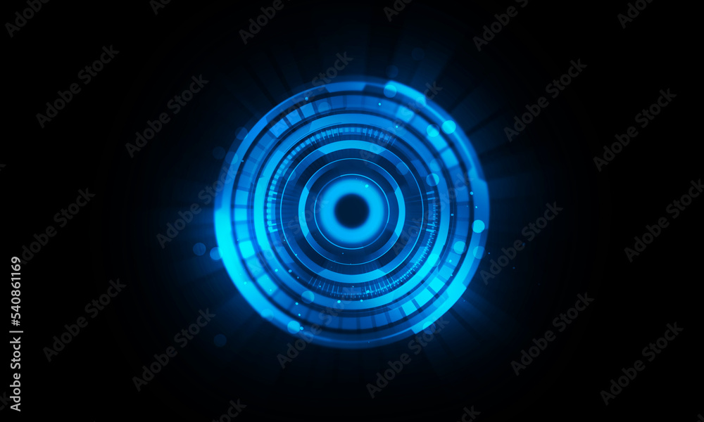Sci Fi HUD Abstract Background, Blue circle with analog wave, dash circle and glowing style. Sci Fi HUD Abstract Background, Blue circle with analog wave, dash circle and glowing style.