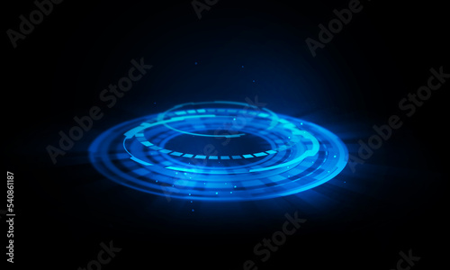 Sci Fi HUD Abstract Background, Blue circle with analog wave, dash circle and glowing style.