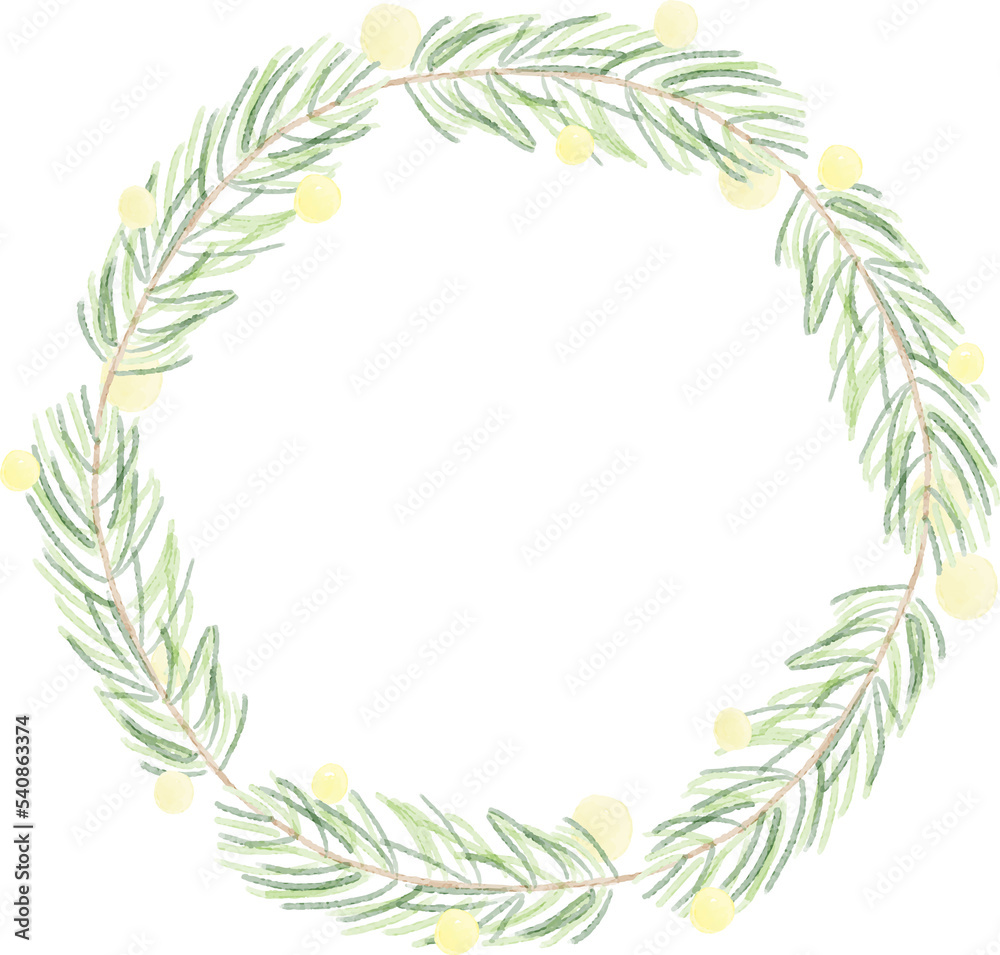 minimal Christmas watercolor leaf wreath frame minimal Christmas watercolor leaf wreath frame