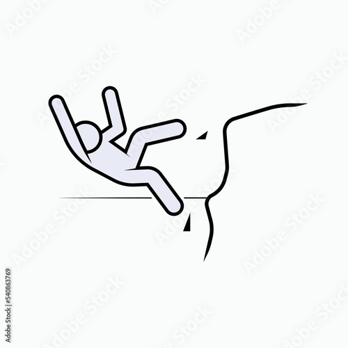 Dangerous Cliff Area. Symbol Beware Drop.