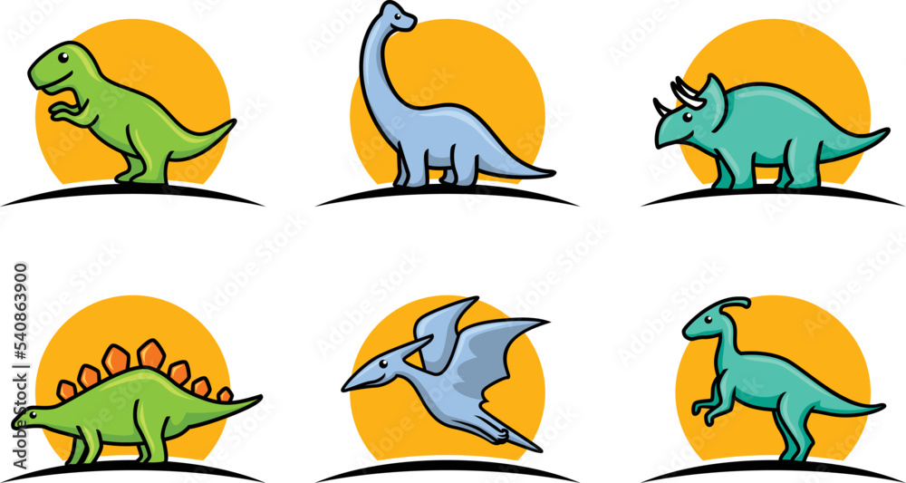 Naklejka premium Flat dinosaur collection