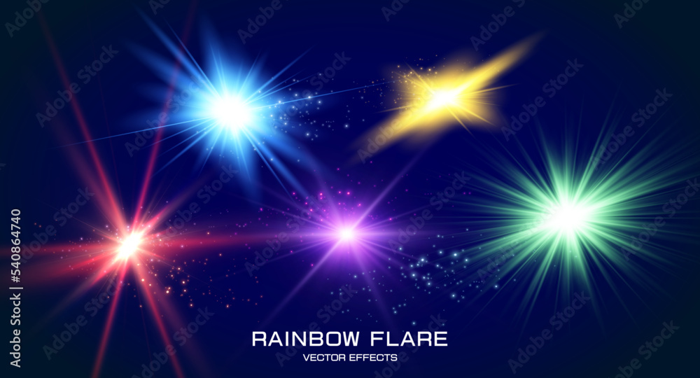 Naklejka premium Colorful lens flare effect. vector illustration 