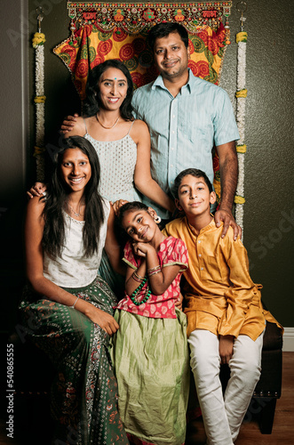 Portrait of a family together during Diwali 