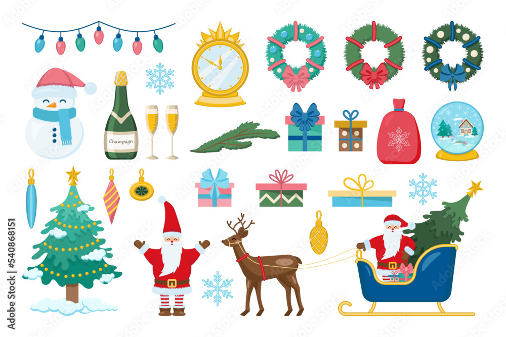 A set of Christmas illustrations for design A set of Christmas illustrations for design