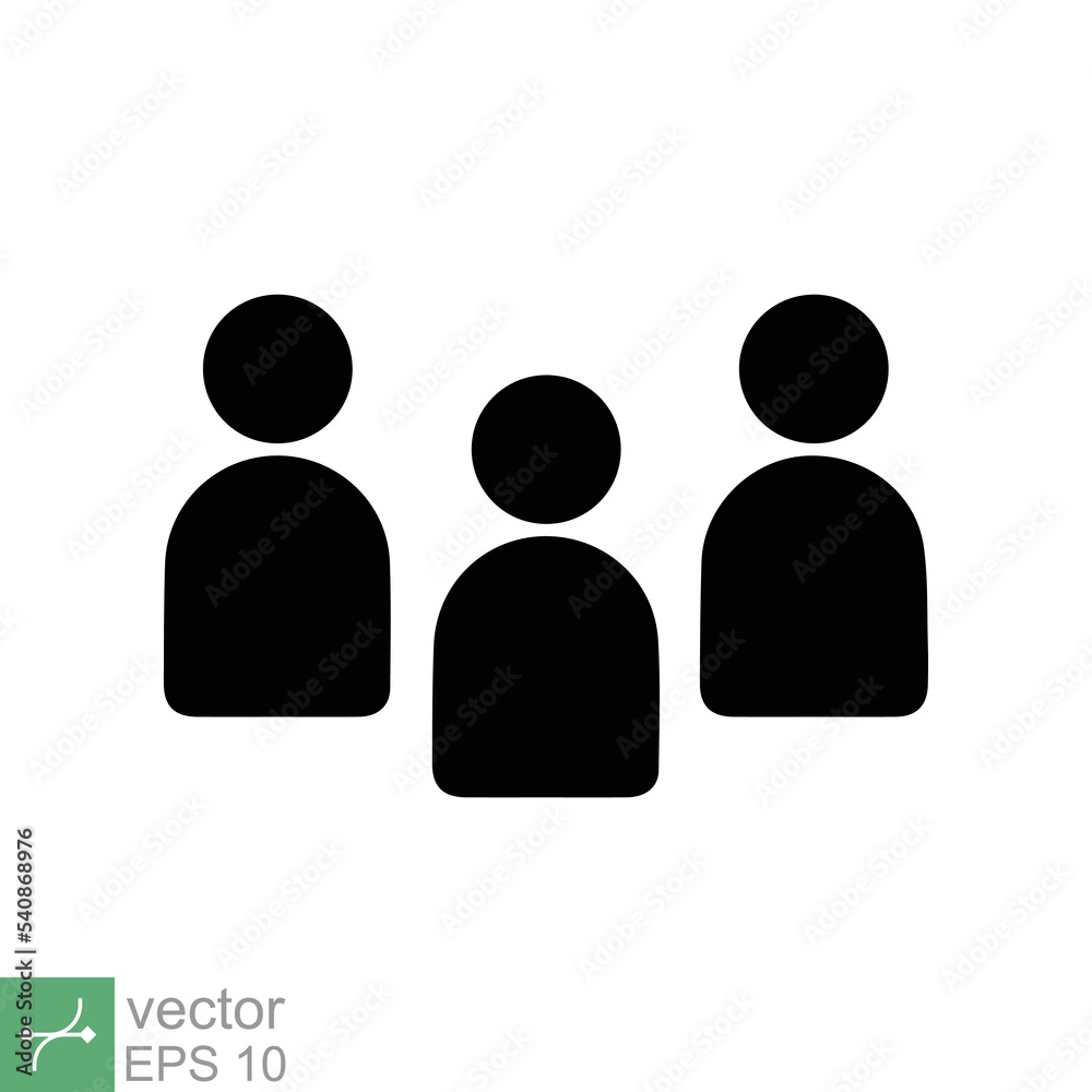 People icon. Simple solid style. Crowd sign flat style, person, group, user, human, public, member, staff, team, business concept. Glyph vector illustration isolated on white background. EPS 10. People icon. Simple solid style. Crowd sign flat style, person, group, user, human, public, member, staff, team, business concept. Glyph vector illustration isolated on white background. EPS 10.