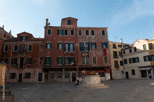 Small Venetian square Campo San Stin. The residential area of Venice, Italy. © the bunker