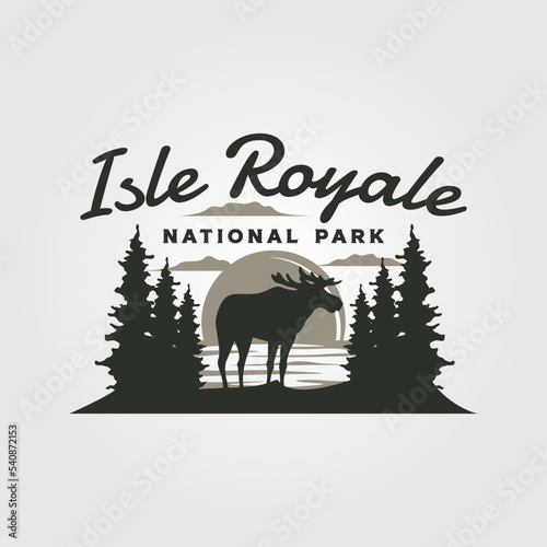 isle royale adventure travel logo vector vintage illustration design photo