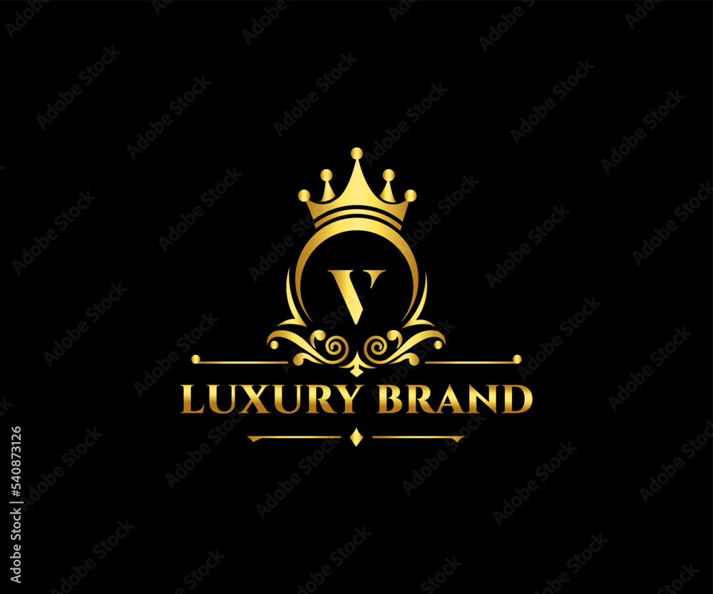luxury V Letter Initial with Royal Template.elegant with crown logo ...