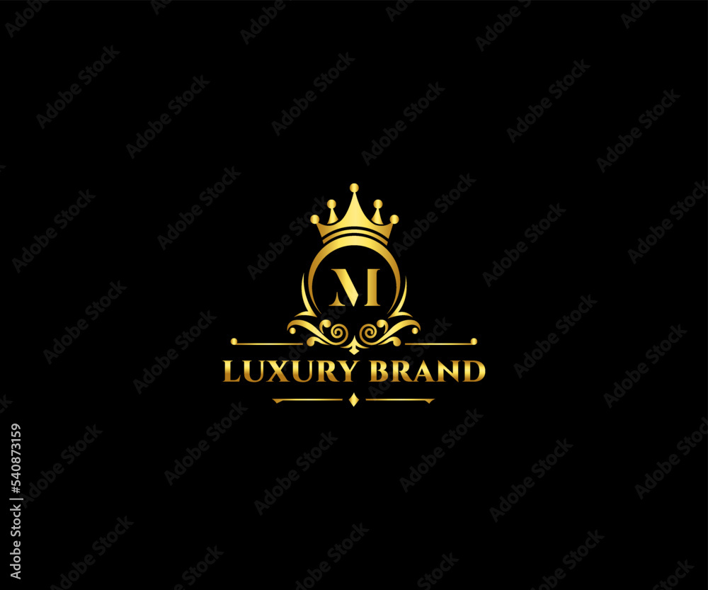 luxury M Letter Initial with Royal Template.elegant with crown logo ...