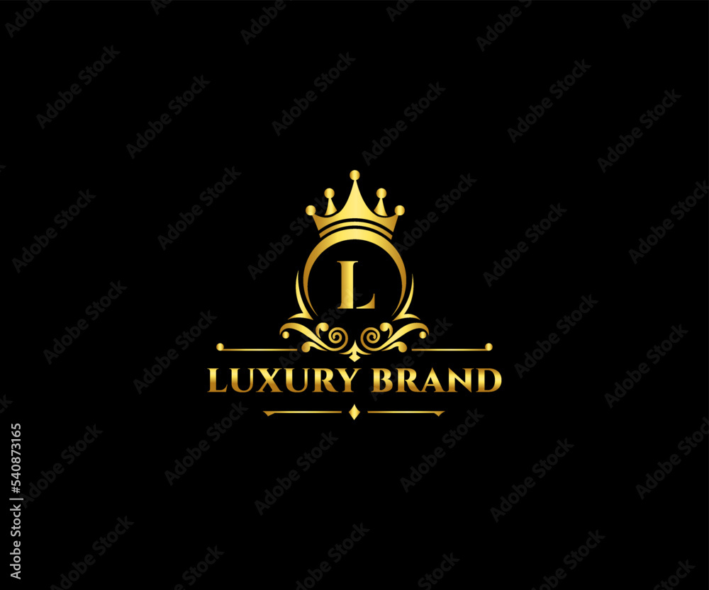 luxury L Letter Initial with Royal Template.elegant with crown logo ...