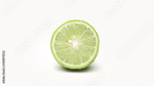 Half of lime citrus fruit isolated on white background with clipping path