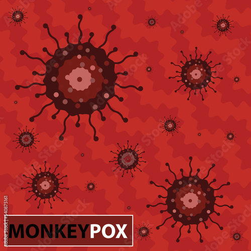 Monkeypox virus bacillus on a red editable background