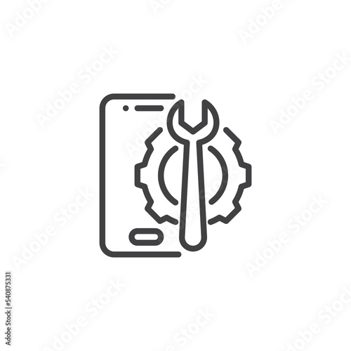 Mobile phone repair line icon