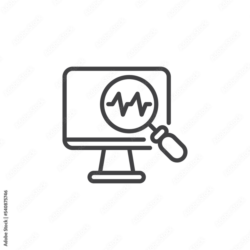 PC computer diagnostic line icon