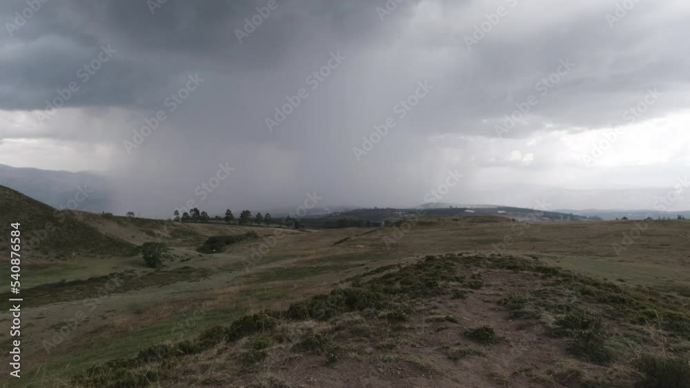 Time lapse of a rainstorm rolling through Cochasqui Archaeological Park in Quito, Ecuador.