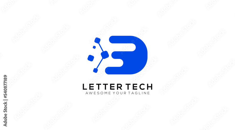Initial Letter D Digital Logo Design Template Initial Letter D Digital Logo Design Template