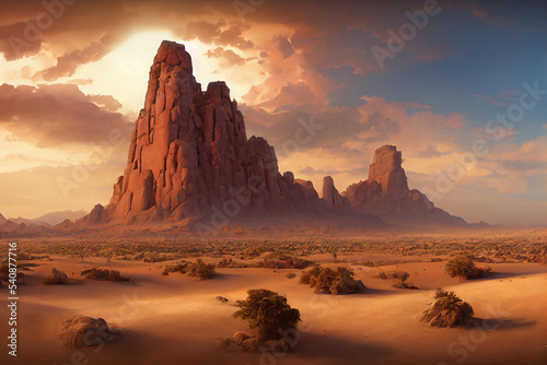 desert background  rocky terrain  landscape  concept art  digital illustration