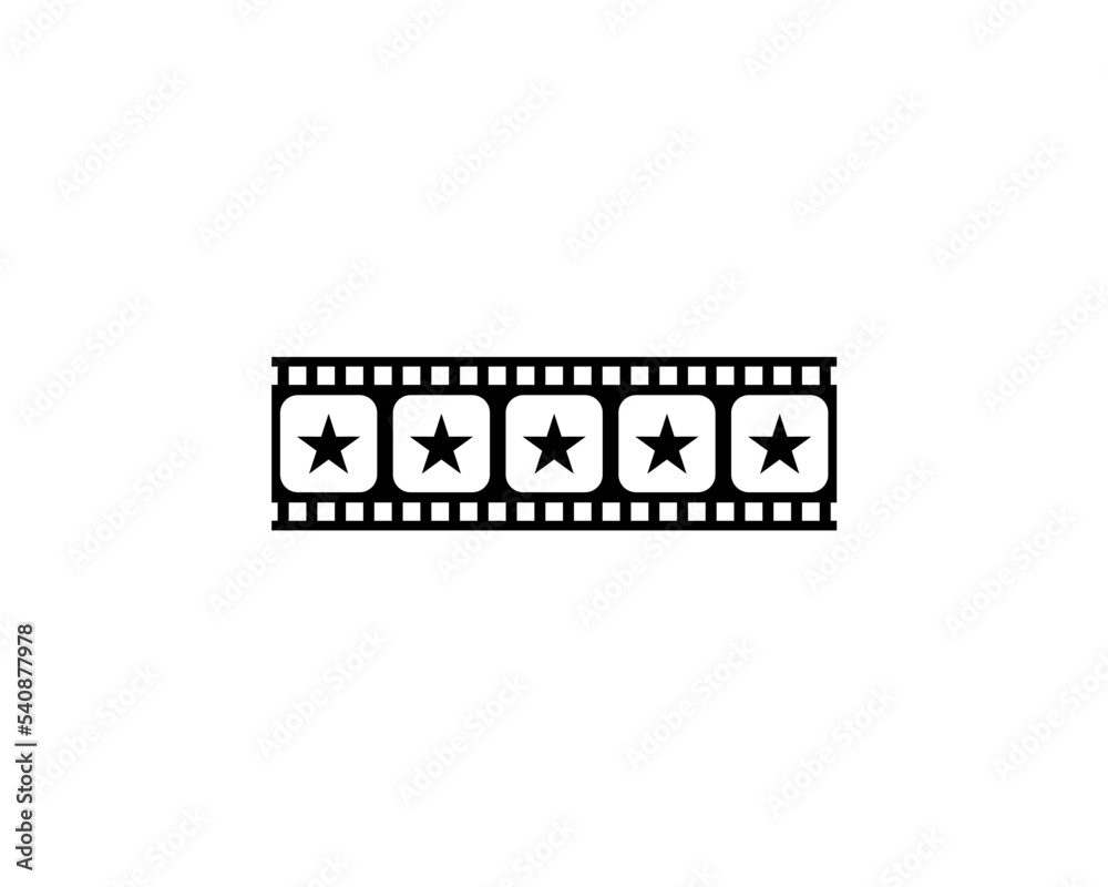 Visual of the Five (5) Star Sign in the Filmstrip Silhouette. Rating Icon Symbol for Film or Movie Review, Pictogram, Apps, Website or Graphic Design Element. Rating 5 Star. Vector Illustration Visual of the Five (5) Star Sign in the Filmstrip Silhouette. Rating Icon Symbol for Film or Movie Review, Pictogram, Apps, Website or Graphic Design Element. Rating 5 Star. Vector Illustration