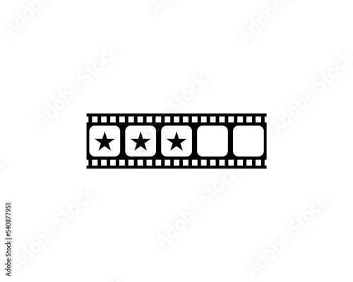Visual of the Five (5) Star Sign in the Filmstrip Silhouette. Rating Icon Symbol for Film or Movie Review, Pictogram, Apps, Website or Graphic Design Element. Rating 3 Star. Vector Illustration