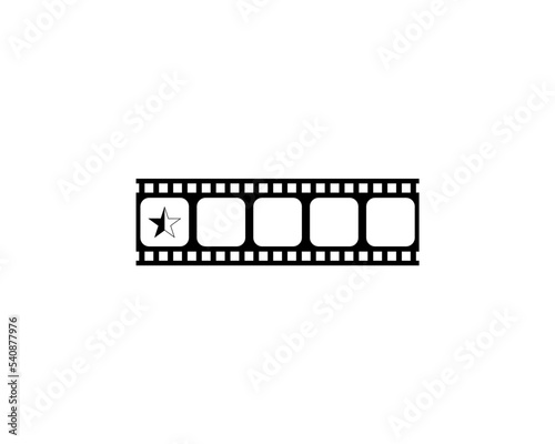 Visual of the Five (5) Star Sign in the Filmstrip Silhouette. Rating Icon Symbol for Film or Movie Review, Pictogram, Apps, Website or Graphic Design Element. Rating 0,5 Star. Vector Illustratio