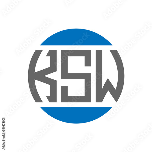 KSW letter logo design on white background. KSW creative initials circle logo concept. KSW letter design. photo