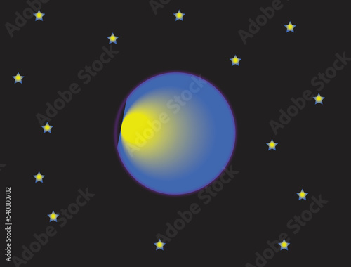 Fototapeta Naklejka Na Ścianę i Meble -  Planet, Galaxy and stars background with neon effect