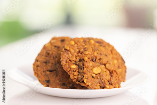 Indian Snack Peas Masal Vada, deep fried snacks food fried in oil.