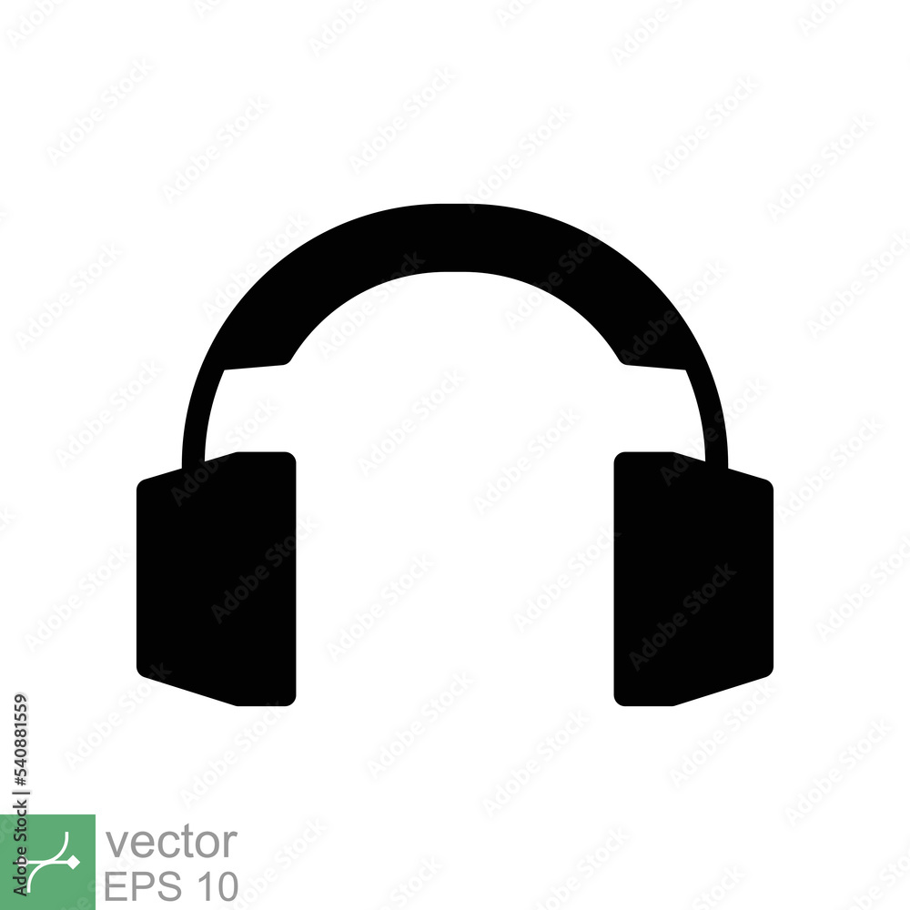 Headphones earphones flat icon. Simple solid style. Headphone, pictogram, listen music, wireless ear phone, technology concept. Glyph vector illustration isolated on white background. EPS 10. Headphones earphones flat icon. Simple solid style. Headphone, pictogram, listen music, wireless ear phone, technology concept. Glyph vector illustration isolated on white background. EPS 10.